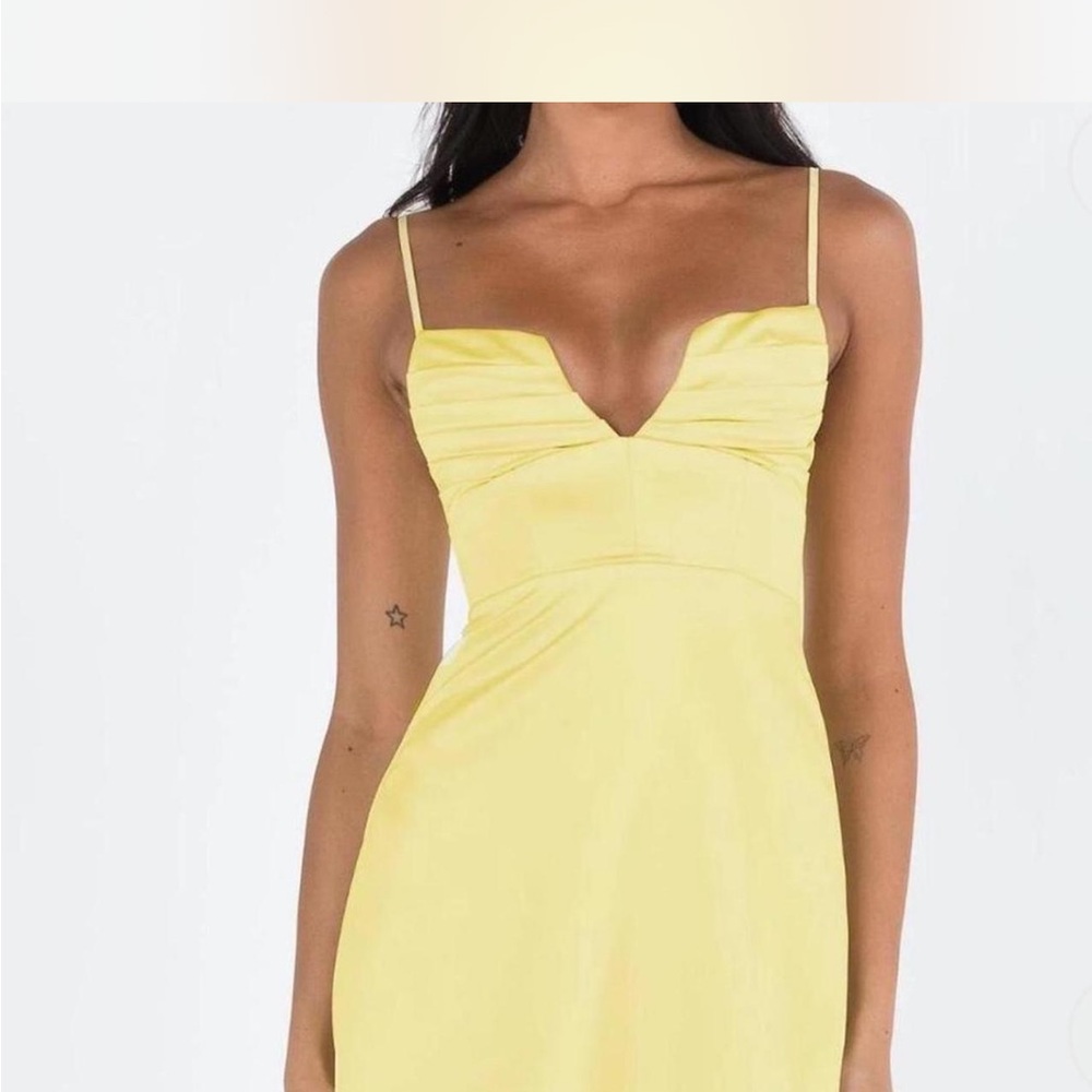 Yellow Spaghetti Strap Cocktail Dress